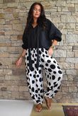 Basso Big Dot Balloon Cuff Pant White & Black